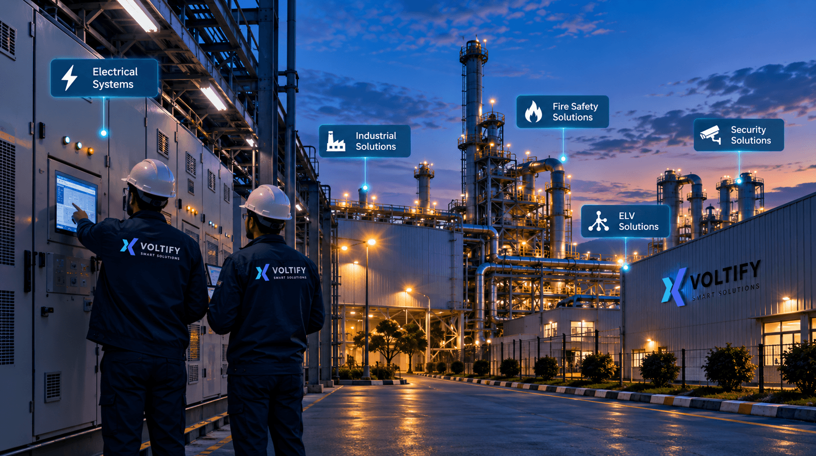 Voltify engineers at an industrial facility